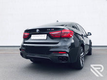 Laden Sie das Bild in den Galerie-Viewer, BMW X6 F16 Edelstahl Sportendschalldämpfer 4x90mm rund Schwarzchrom im X6M Look