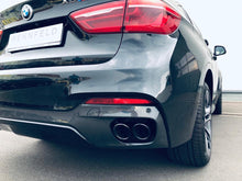 Laden Sie das Bild in den Galerie-Viewer, BMW X6 F16 Edelstahl Sportendschalldämpfer 4x90mm rund Schwarzchrom im X6M Look